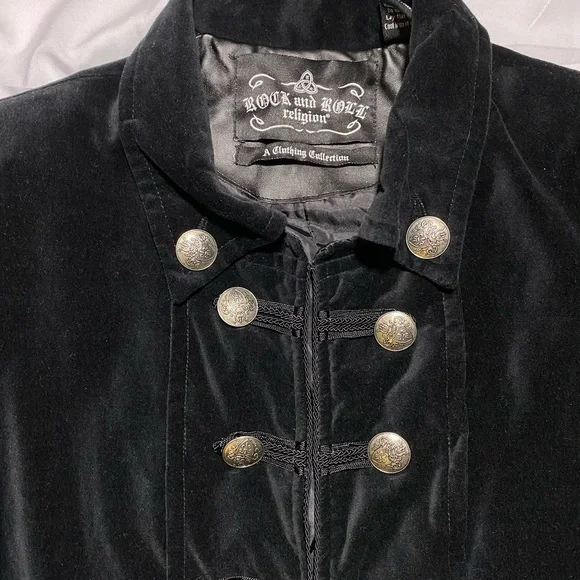 SOLD! RARE Jimi Hendrix Black Velvet Pirate Frock Coat Rock & Roll Religion Sz S - Picture 7 of 12